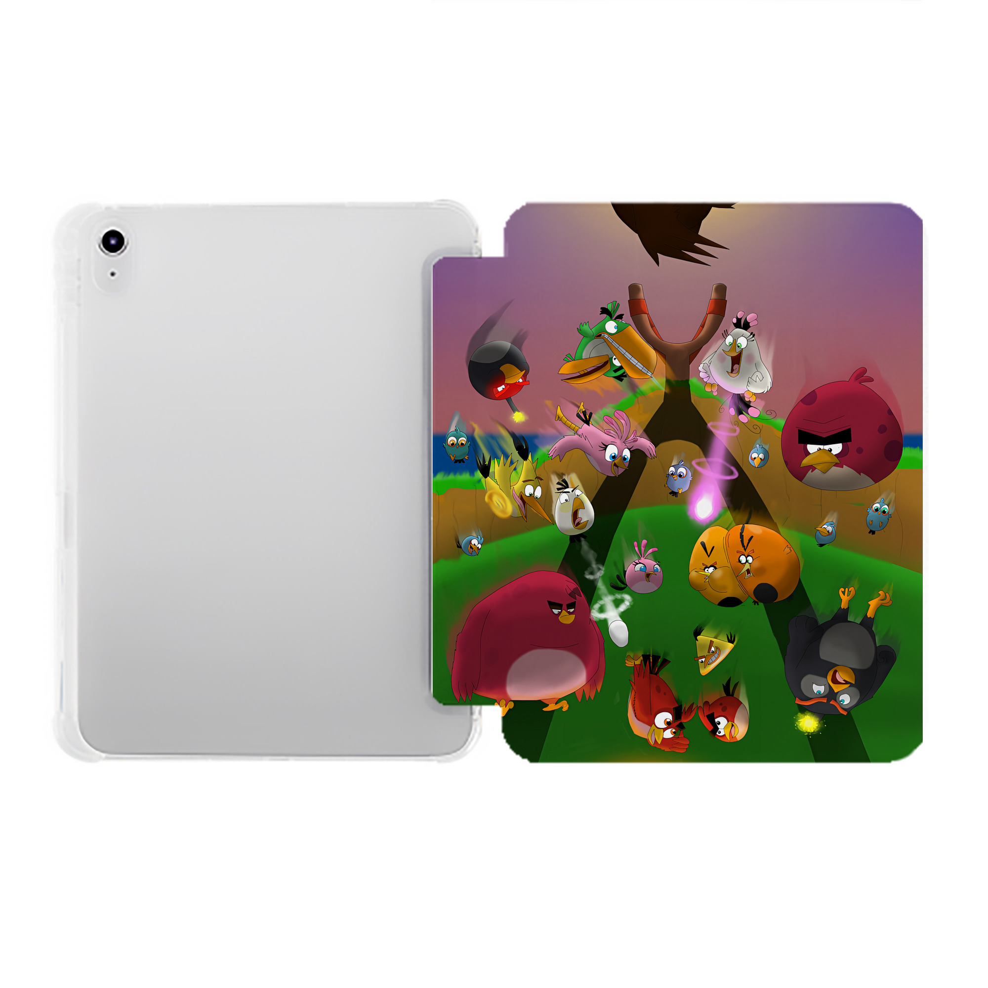 （画像用） Angry Birds アングリーバード IPad ケース ペン収納付き 三つ折りスタンド PUレザー×シリコン 対応機種9.5/10.5/10.9インチ